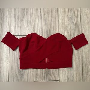 Red Strapless Off shoulder Crop Top